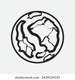 Hand Drawn Circle Earth Doodle vector illustration. Linear earth. Globe. Planet Earth.