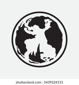 Hand Drawn Circle Earth Doodle vector illustration. Linear earth. Globe. Planet Earth.