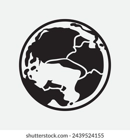 Hand Drawn Circle Earth Doodle vector illustration. Linear earth. Globe. Planet Earth.