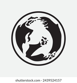 Hand Drawn Circle Earth Doodle vector illustration. Linear earth. Globe. Planet Earth.