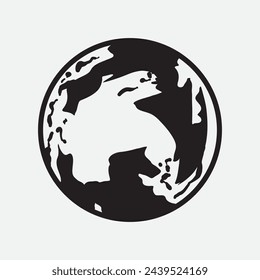Hand Drawn Circle Earth Doodle vector illustration. Linear earth. Globe. Planet Earth.