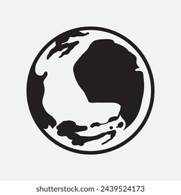 Hand Drawn Circle Earth Doodle vector illustration. Linear earth. Globe. Planet Earth.