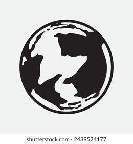 Hand Drawn Circle Earth Doodle vector illustration. Linear earth. Globe. Planet Earth.