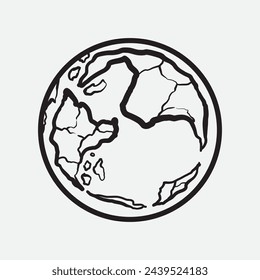 Hand Drawn Circle Earth Doodle vector illustration. Linear earth. Globe. Planet Earth.