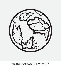 Hand Drawn Circle Earth Doodle vector illustration. Linear earth. Globe. Planet Earth.