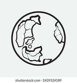 Hand Drawn Circle Earth Doodle vector illustration. Linear earth. Globe. Planet Earth.