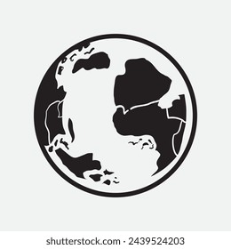 Hand Drawn Circle Earth Doodle vector illustration. Linear earth. Globe. Planet Earth.