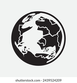 Hand Drawn Circle Earth Doodle vector illustration. Linear earth. Globe. Planet Earth.