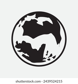 Hand Drawn Circle Earth Doodle vector illustration. Linear earth. Globe. Planet Earth.