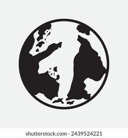 Hand Drawn Circle Earth Doodle vector illustration. Linear earth. Globe. Planet Earth.