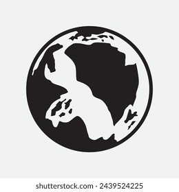 Hand Drawn Circle Earth Doodle vector illustration. Linear earth. Globe. Planet Earth.