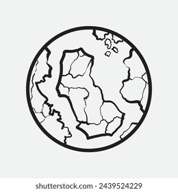 Hand Drawn Circle Earth Doodle vector illustration. Linear earth. Globe. Planet Earth.