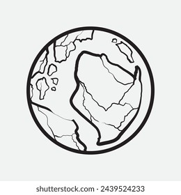 Hand Drawn Circle Earth Doodle vector illustration. Linear earth. Globe. Planet Earth.