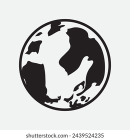 Hand Drawn Circle Earth Doodle vector illustration. Linear earth. Globe. Planet Earth.