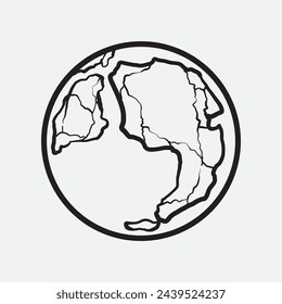 Hand Drawn Circle Earth Doodle vector illustration. Linear earth. Globe. Planet Earth.