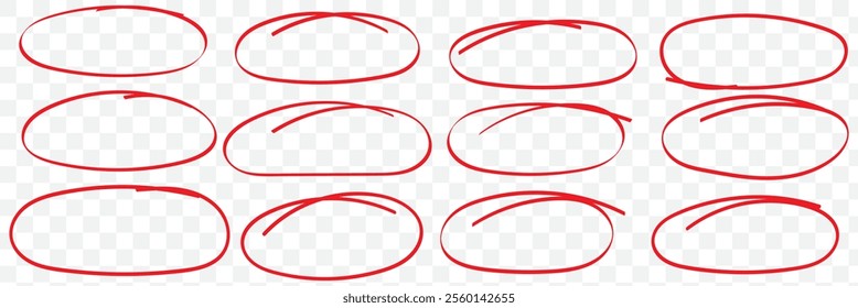 Hand drawn circle, ellipse and lower degree ellipse. Set of doodle of ovals and bubbles. eps 10.