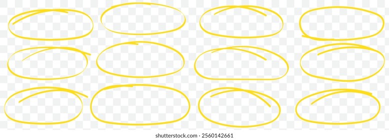 Hand drawn circle, ellipse and lower degree ellipse. Set of doodle of ovals and bubbles. eps 10.