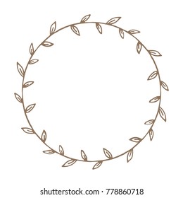 Hand drawn circle floral border isolated on white background. Design element for home decor, photo frames, branding, greeting cards, textile prints and so much more.