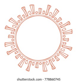 Hand drawn circle floral border isolated on white background. Design element for home decor, photo frames, branding, greeting cards, textile prints and so much more.