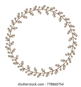 Hand drawn circle floral border isolated on white background. Design element for home decor, photo frames, branding, greeting cards, textile prints and so much more.