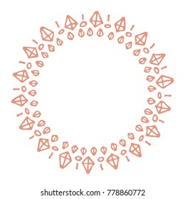 Hand drawn circle floral border isolated on white background. Design element for home decor, photo frames, branding, greeting cards, textile prints and so much more.