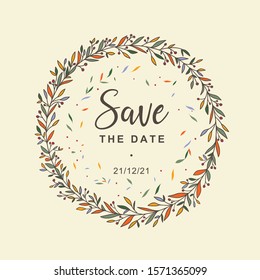 Hand Drawn Circle Floral Frame Background Illustration