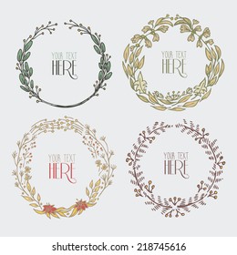 hand drawn circle floral frames