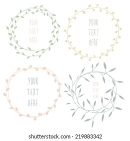 Hand Drawn Circle Floral Frames, Design Elements, Wedding Elements