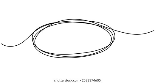 Hand drawn circle frame on white background, continuous frame background black doodle outline sketch line one circle white illustration drawing circle doodle line grunge frame abstract art.