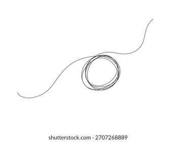 Marco de círculo dibujado a mano sobre fondo blanco. Estilo dibujado a mano a mano de una sola línea de borde para cita, opinión, noción. Burbuja de discurso redondo en la charla. Ilustración de esquema de Vector