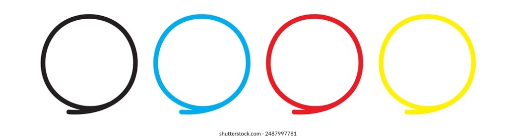 Conjunto de marco de círculo dibujado a mano. Negro, rojo, azul, amarillo bolígrafo dibujar círculo. Ilustración vectorial, eps 10.