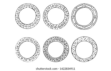 Hand drawn circle frames, doodle