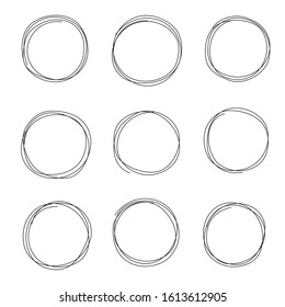 Hand drawn circle frames. Sketch. Vector file.