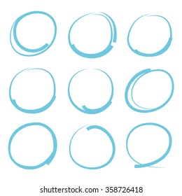 hand drawn circle to highlight a text, marker set