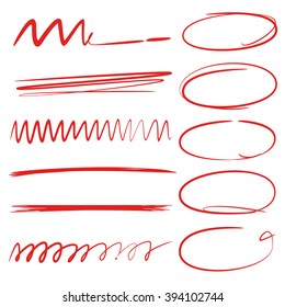 hand drawn circle highlighter, brush stroke circle, underline