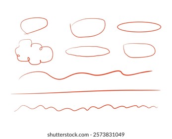 Hand drawn circle highlighter line sketch vector illustration on transparent background