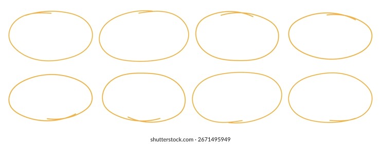 Conjunto de esbozo de línea de resaltador de círculo dibujado a mano. Marcador de Vector líneas circulares, doodle círculos redondos Ilustración vectorial.