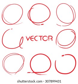 hand drawn circle highlighter set, marker elements