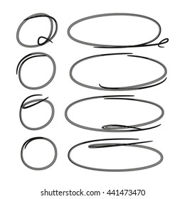 hand drawn circle highlighter set, oval highlighter set