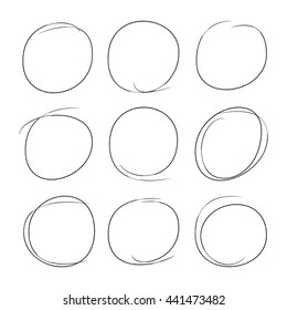 hand drawn circle highlighter set, oval highlighter set