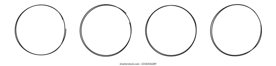 Hand drawn circle highlighting vector set isolated on white