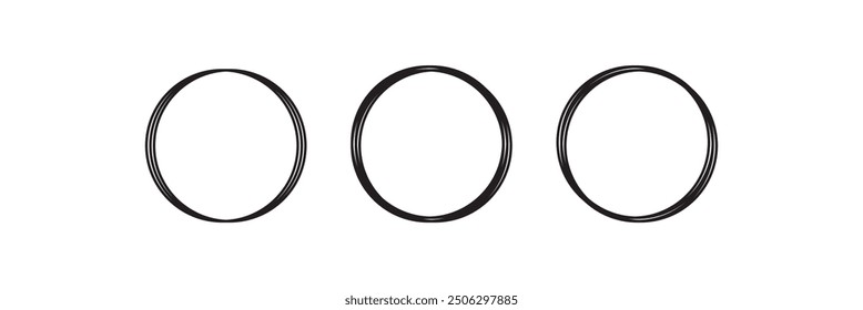 Hand drawn circle icon vector set .