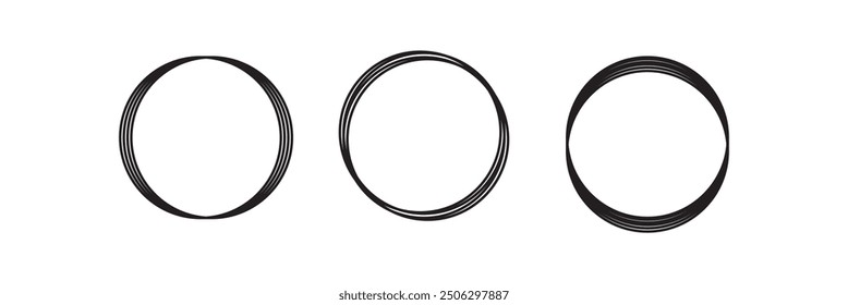 Conjunto de Vector de icono de círculo dibujado a mano .
