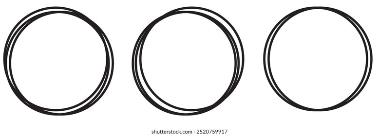 Conjunto de Vector de icono de círculo dibujado a mano .