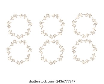 Hand drawn circle leaf floral seamless pattern.simple froral cicle style.
