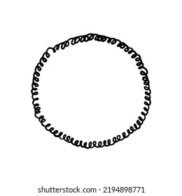 Hand drawn circle line badge. Rustic, grunge style circle badge for frame, label, burst border. Vector illustration. Drawn brush scribble line.