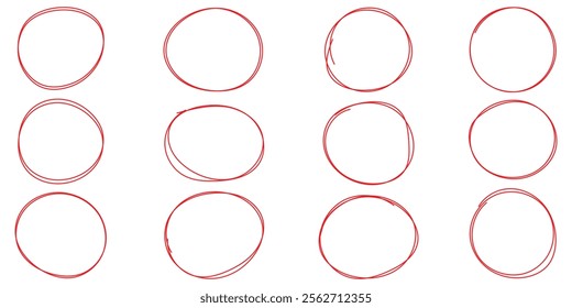 Hand drawn circle line set. Vector circular scribble doodle round circles. Rounds scribble line circles set. eps 10.