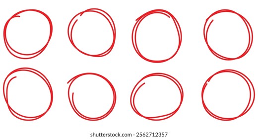 Hand drawn circle line set. Vector circular scribble doodle round circles. Rounds scribble line circles set. eps 10.