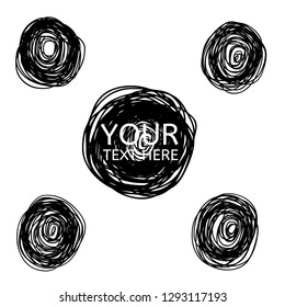 Hand drawn circle line sketch. Vector set circular scribble doodle round circles,  message note mark design element. Pencil, pen, graffiti bubble, ball draft illustration. - Vector 