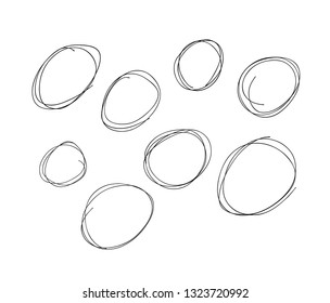 Hand drawn circle line sketch. Vector set circular scribble doodle round circles,  message note mark design element. Pencil, pen, graffiti bubble, ball draft illustration. - Vector 